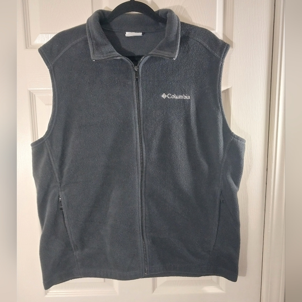 Columbia Mens Black Full Zip Fleece Vest With Pockets Size L